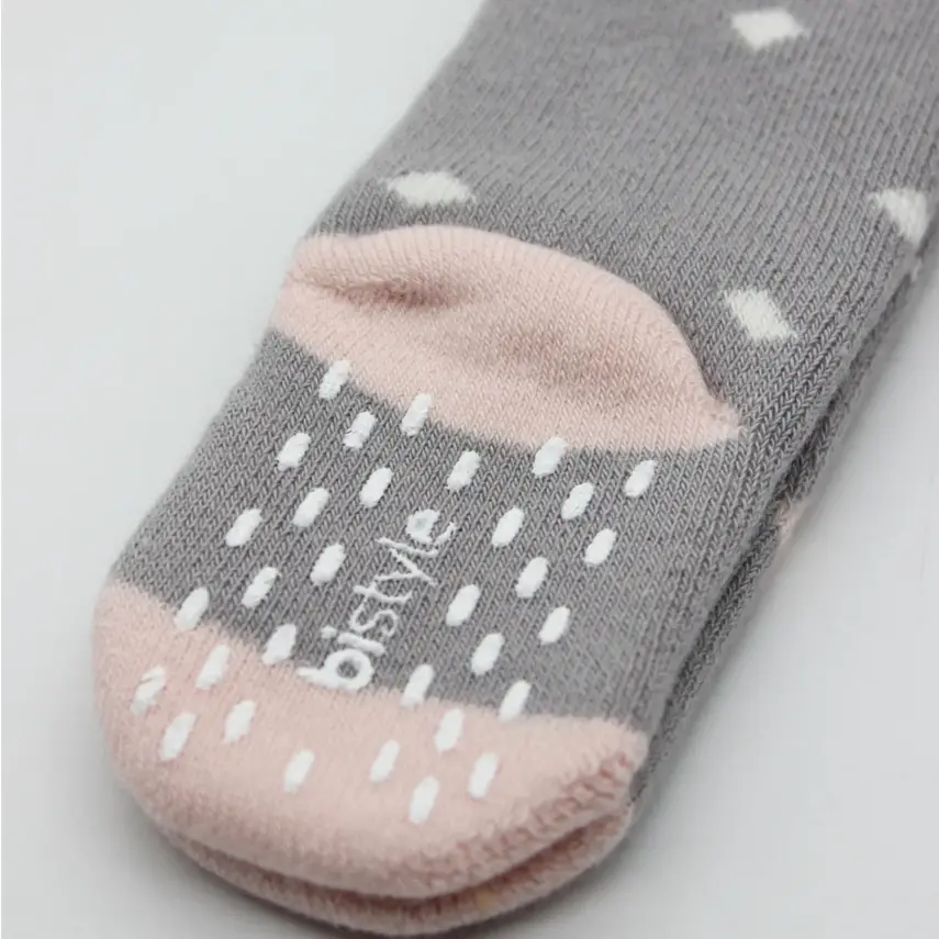 Bistyle Unisex Organik Çorap Külotlu Kaymaz Havlu Puanlı Gri - 11