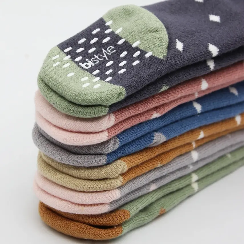 Bistyle Unisex Organik Çorap Külotlu Kaymaz Havlu Puanlı Hardal - 6