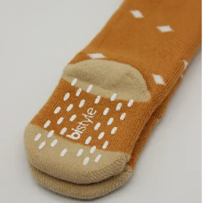 Bistyle Unisex Organik Çorap Külotlu Kaymaz Havlu Puanlı Hardal - 10