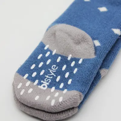 Bistyle Unisex Organik Çorap Külotlu Kaymaz Havlu Puanlı İndigo - 9