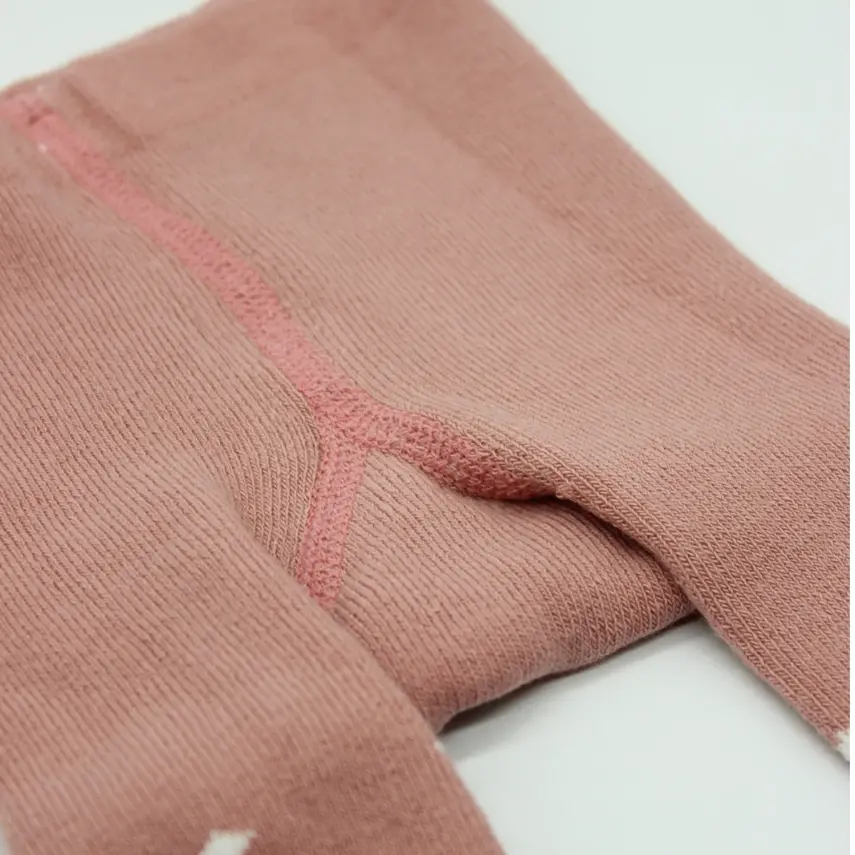 Bistyle Unisex Organik Çorap Külotlu Kaymaz Havlu Puanlı Pudra - 3