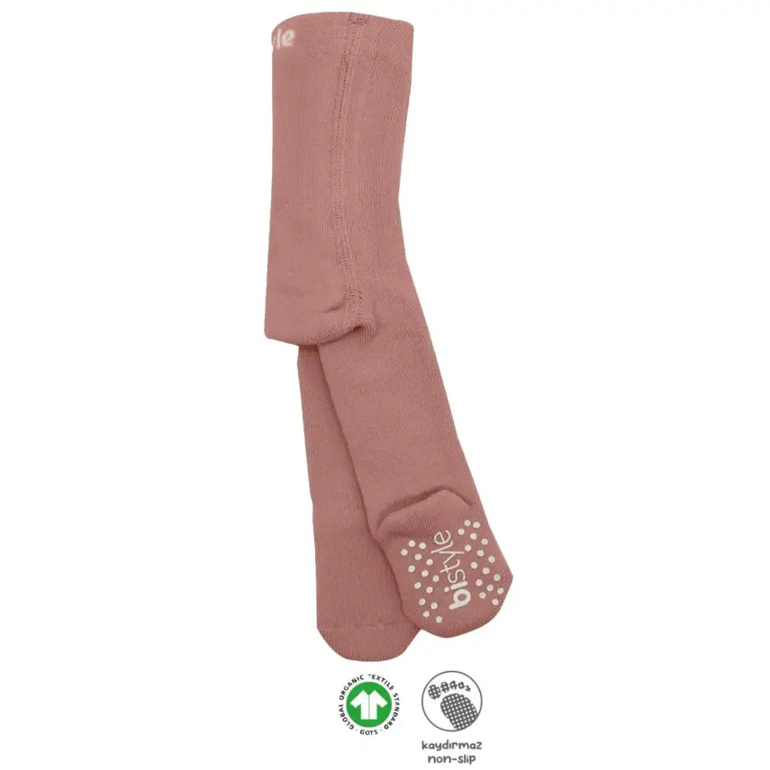 Bistyle Unisex Organik Çorap Külotlu Kaymaz Havlu Pudra - 3