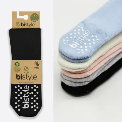 Bistyle Unisex Organik Çorap Külotlu Kaymaz Havlu Siyah - 11