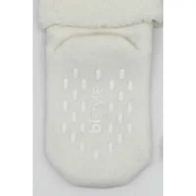 Bistyle Unisex Organik Çorap Soket Havlu 2li Kaymaz Çemberli Kıvrık Puanlı Bej - Ekru - 3