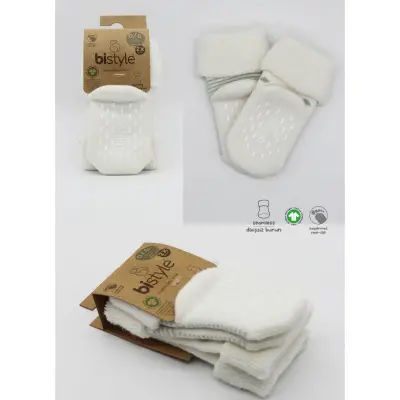 Bistyle Unisex Organik Çorap Soket Havlu 2li Kaymaz Çemberli Kıvrık Puanlı Bej - Ekru - 6