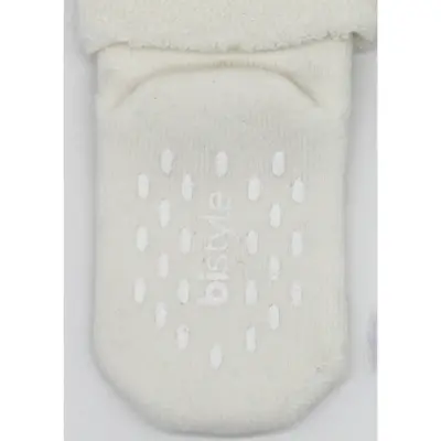 Bistyle Unisex Organik Çorap Soket Havlu 2li Kaymaz Çemberli Kıvrık Puanlı Gri - Ekru - 3