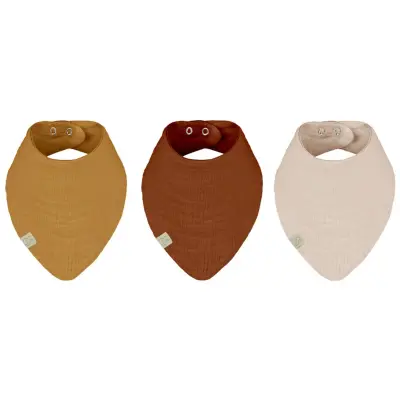 Bistyle Unisex Organik Fular Önlük Müslin 3lü Kiremit - Bej - Hardal - 3