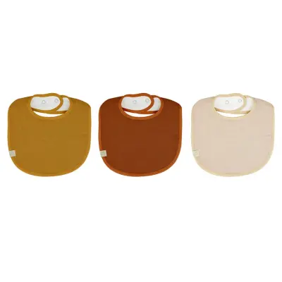 Bistyle Unisex Organik Fular Önlük Müslin 3lü Kiremit - Bej - Hardal - 3