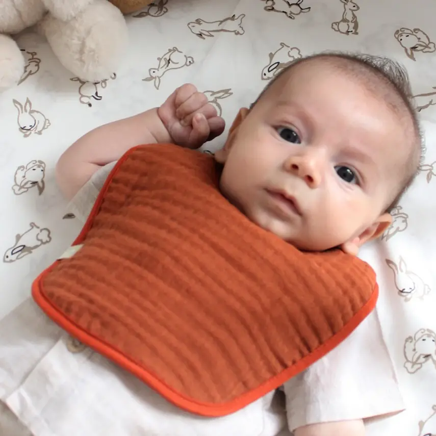 Bistyle Unisex Organik Fular Önlük Müslin 3lü Kiremit - Bej - Hardal - 8