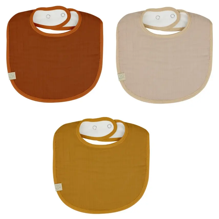 Bistyle Unisex Organik Fular Önlük Müslin 3lü Kiremit - Bej - Hardal - 2