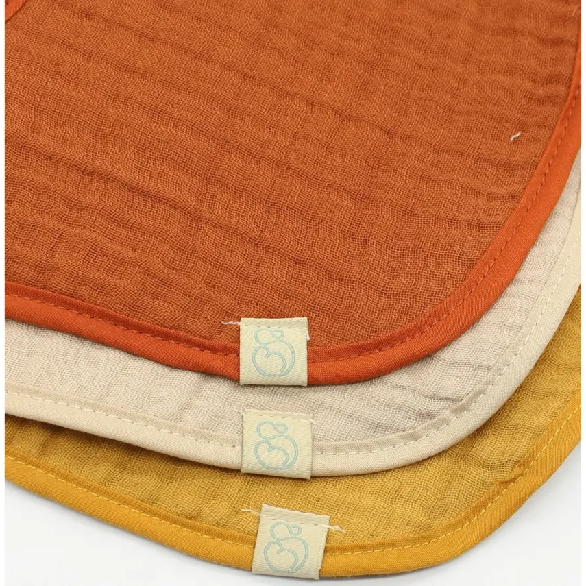 Bistyle Unisex Organik Fular Önlük Müslin 3lü Kiremit - Bej - Hardal - 5