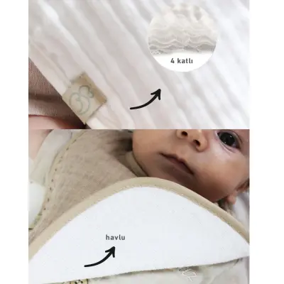 Bistyle Unisex Organik Fular Önlük Müslin 3lü Kiremit - Bej - Hardal - 10