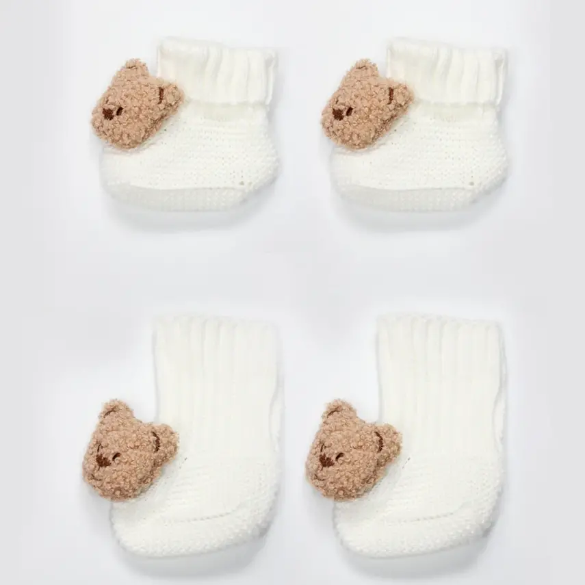 Bistyle Unisex Patik Triko Seperatörlü Aksesuarlı Ekru - 5