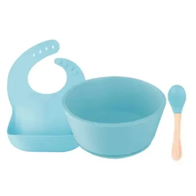 BM Care BLW Silikon Beslenme Seti  3 lü Mavi 