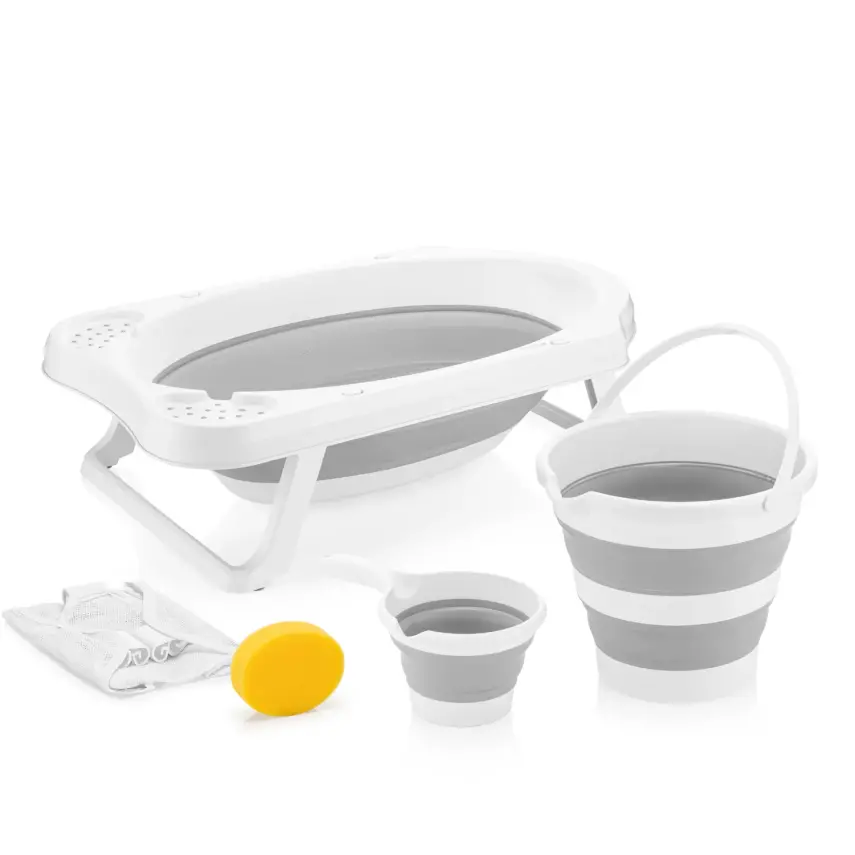 BM Care Katlanabilir Bebek Banyo Küvet Seti 5'li Gri - 8