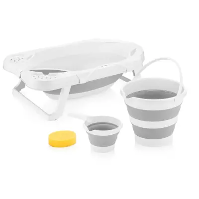 BM Care Katlanabilir Bebek Banyo Küvet Seti 5'li Gri (1)