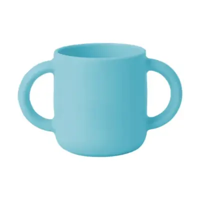 BM Care Mini Bardaklı Mama Çatal Kaşık Zürafa Seti Mavi (1)