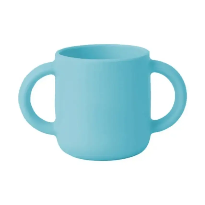 BM Care Mini Bardaklı Mama Çatal Kaşık Zürafa Seti Mavi - 2