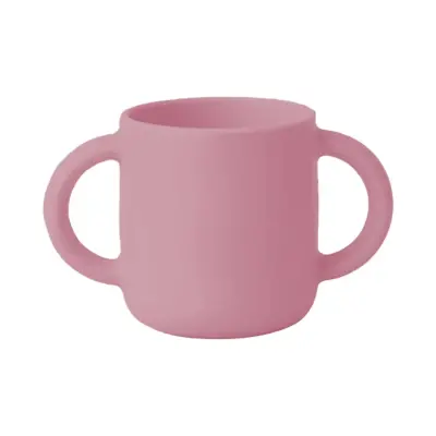 BM Care Mini bardaklı Mama Çatal Kaşık Zürafa Seti Pembe (1)