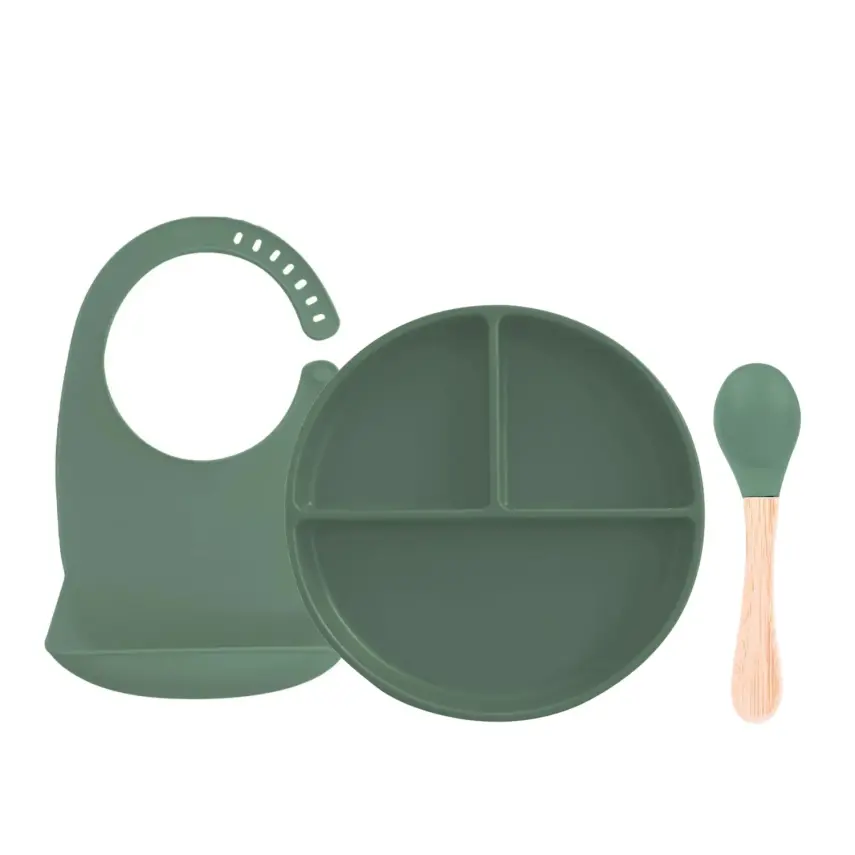 BM Care Silikon Beslenme Seti 3 lü Yeşil - 1