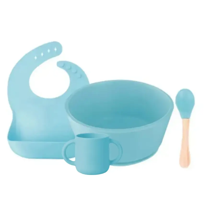 BM Care Silikon Beslenme Seti Mini Bardaklı 4 lü Mavi - 1