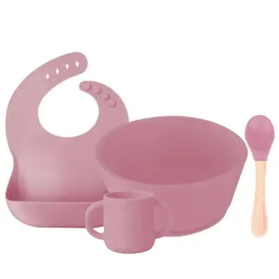BM Care Silikon Beslenme Seti Mini Bardaklı  4 lü Pembe 
