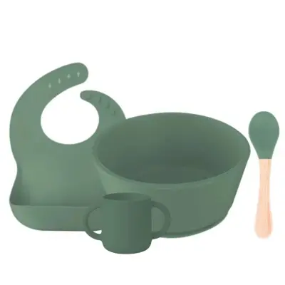 BM Care Silikon Beslenme Seti Mini Bardaklı 4 lü Yeşil 