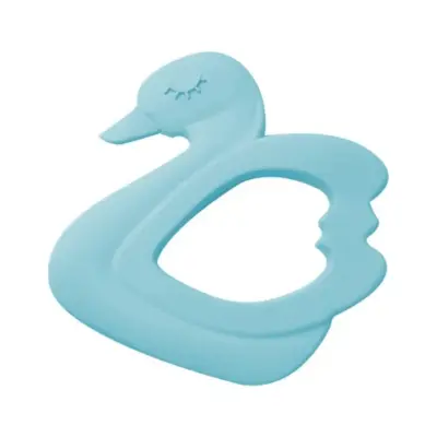 BM Care  Silikon Çatal Kaşık Zürafa, Kuğu Diş Kaşıyıcı Mavi 2li Set (1)