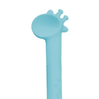 BM Care Silikon Çok Amaçlı Mama Çatal Kaşık Zürafa Mavi - 5