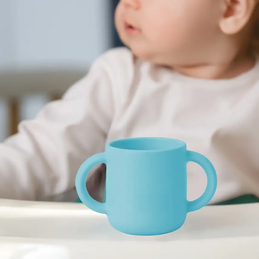 Bm Care Silikon Kulplu Mini Bardak 4+ ay-mavi - 4