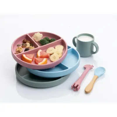 Bm Care Silikon Tabak Vakum Tabanlı Porsiyon 6+ Ay -pembe (1)