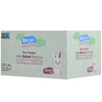 BM Care Yenidoğan Islak Havlu 12x40lı 