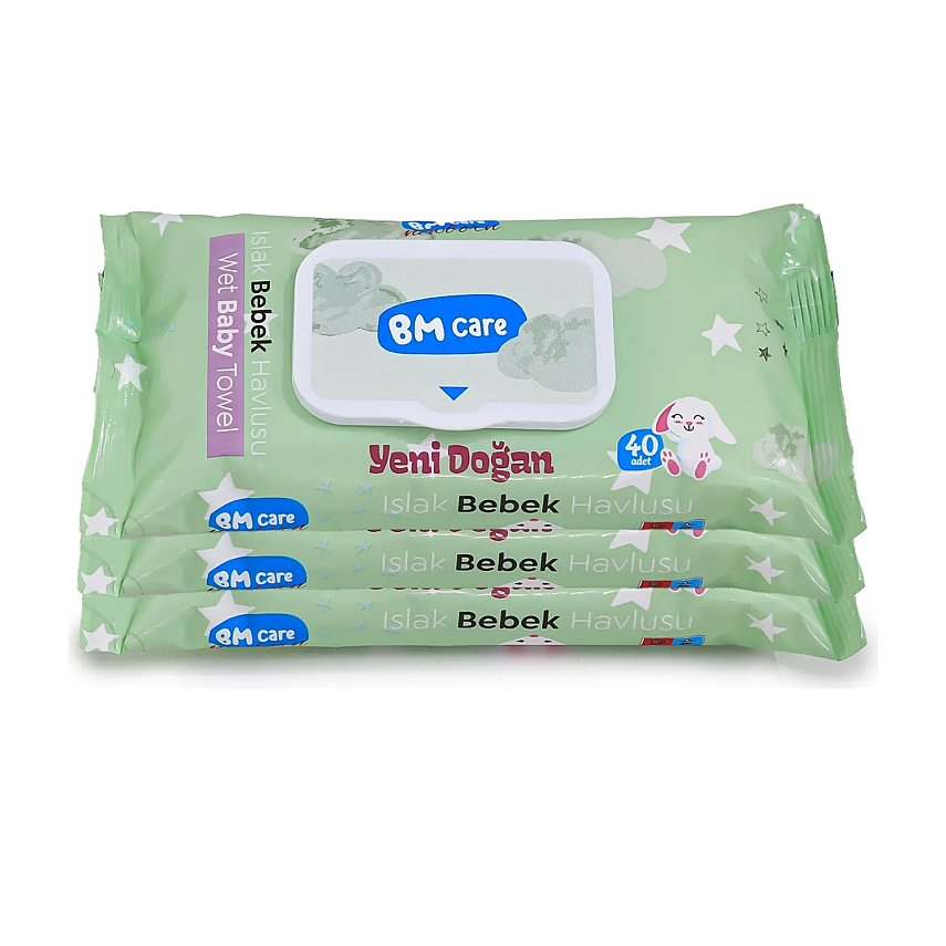 BM Care Yenidoğan Islak Havlu 3x40lı - 1