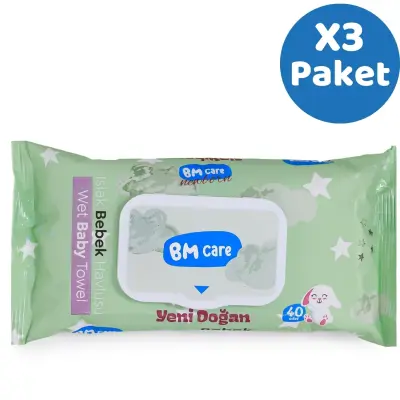 BM Care Yenidoğan Islak Havlu 3x40lı - 13