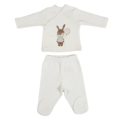 Bm Fabric Balonlu Tavşan Desenli Yenidoğan 5'li Hastane Çıkışı Unisex - 3