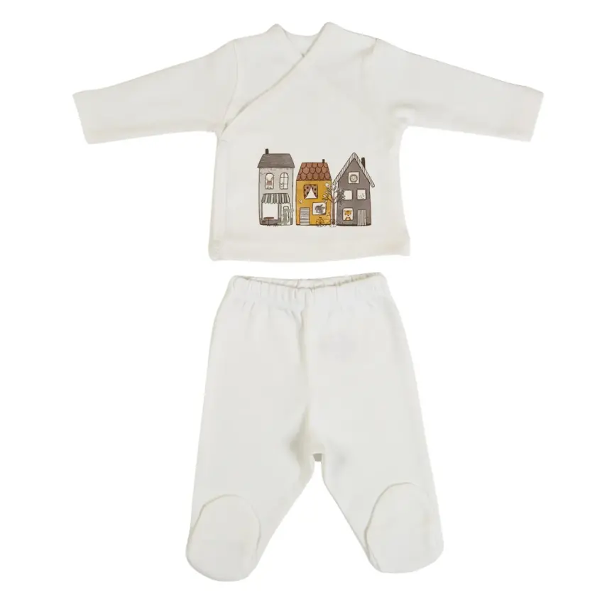 Bm Fabric Ev Desenli Yenidoğan 5'li Hastane Çıkışı Unisex - 3