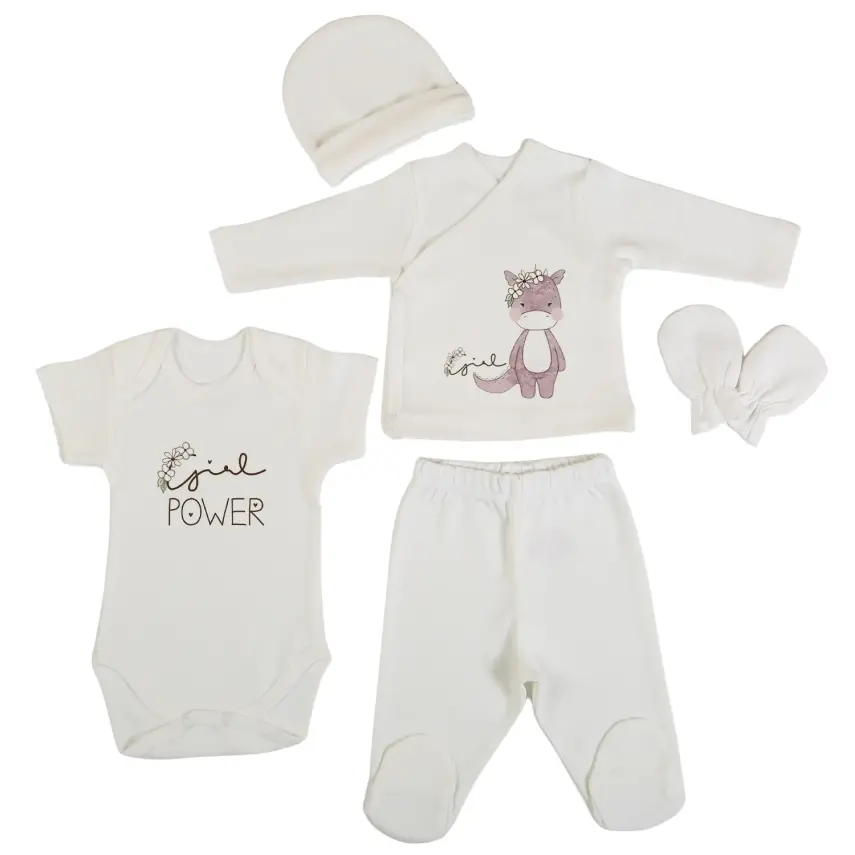 Bm Fabric Girl Desenli Yenidoğan 5'li Hastane Çıkışı Kız Bebek - 1