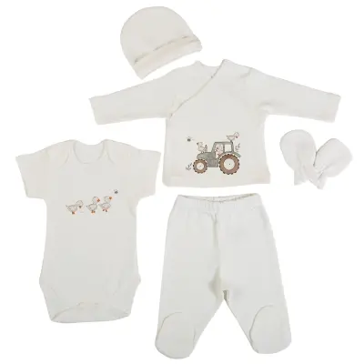 Bm Fabric Ördek Desenli Yenidoğan 5'li Hastane Çıkışı Unisex