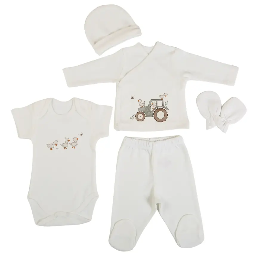 Bm Fabric Ördek Desenli Yenidoğan 5'li Hastane Çıkışı Unisex - 1