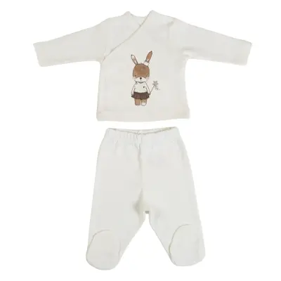 Bm Fabric Tavşan Desenli Yenidoğan 5'li Hastane Çıkışı Kız Bebek (1)