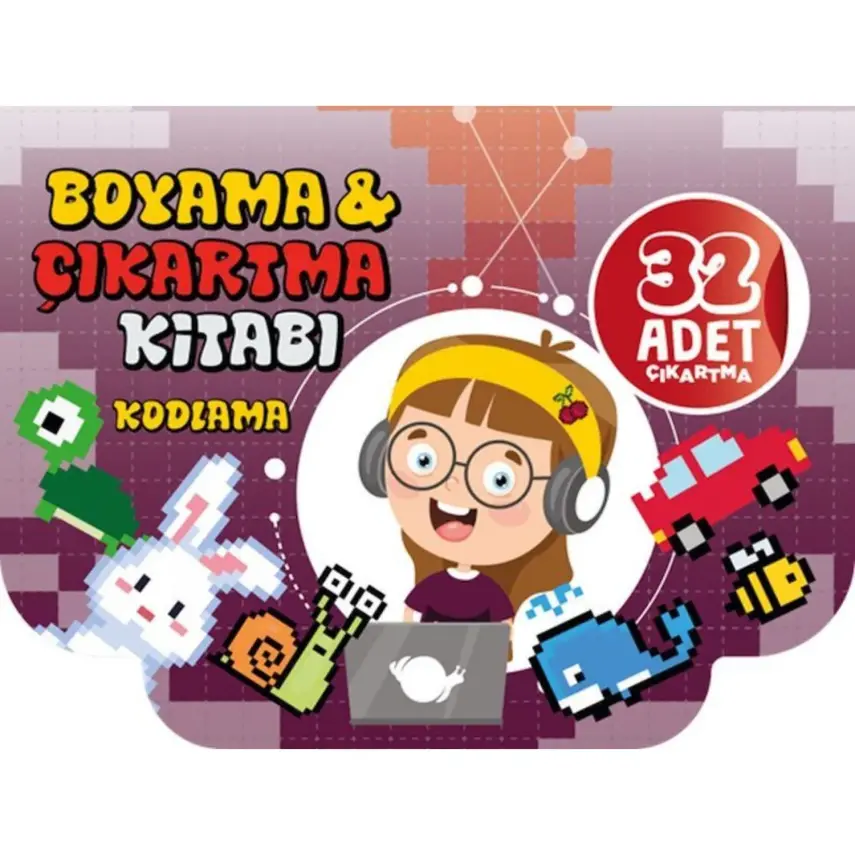 Boyama Çıkartma Kitabı-Kodlama-32 Çıkartma - 1