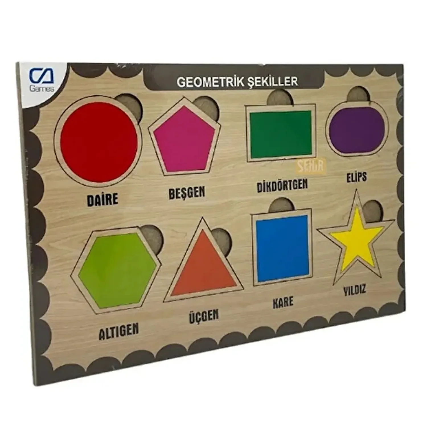 Ca Games Ahşap Tutmalı Puzzle Geometrik Şekiller