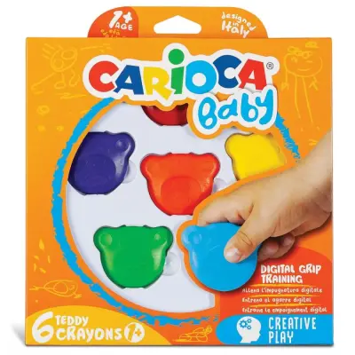 Carioca Baby Teddy Şekilli Kirletmeyen Mum Boyalar 6lı - 1