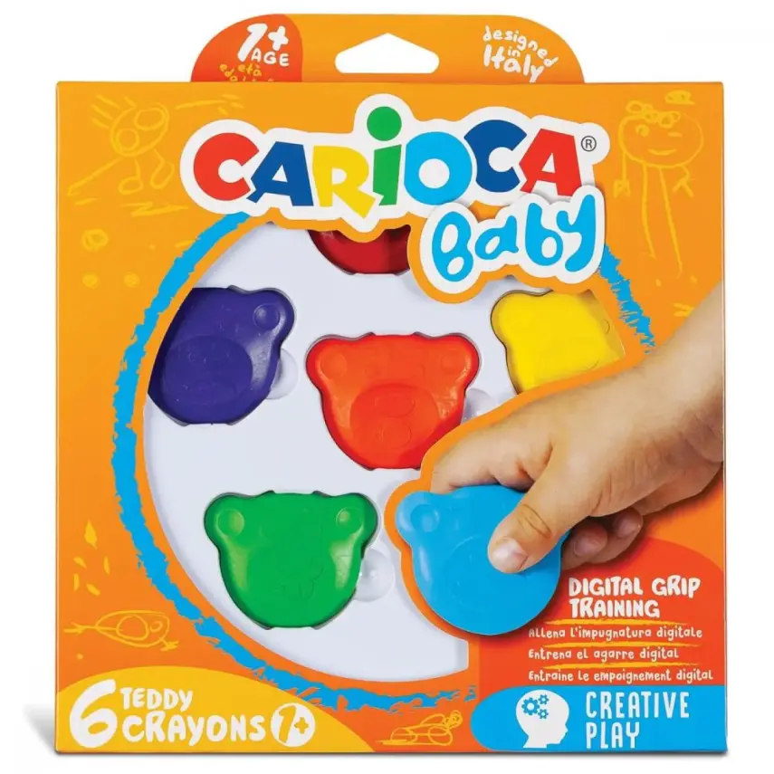 Carioca Baby Teddy Şekilli Kirletmeyen Mum Boyalar 6lı - 1