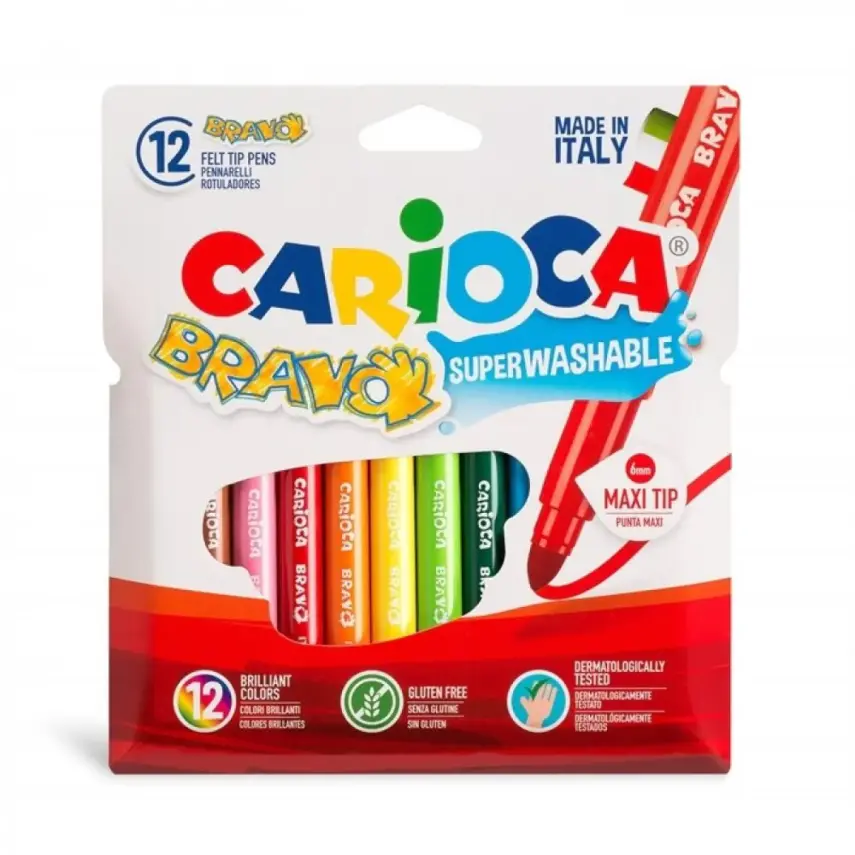 Carioca Bravo Yıkanabilir Keçeli Boya Kalemi 12'Li - 1