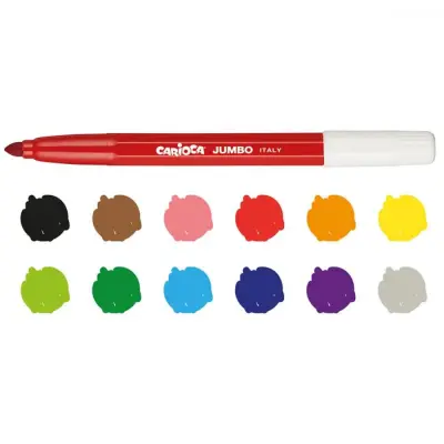 Carioca Jumbo Yıkanabilir Keçeli Boya Kalemi 12li (1)
