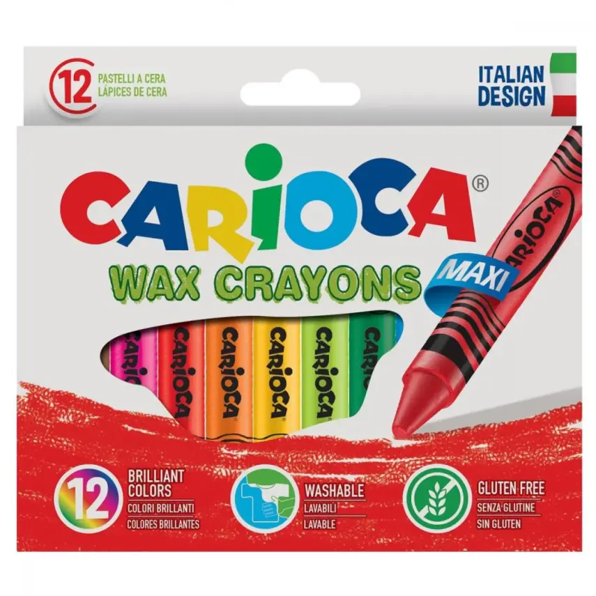 Carioca Wax Maxı Yıkanabilir Pastel Boya Kalemi 12li - 1