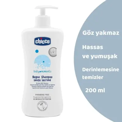 Chicco Baby Moments Doğal Göz Yakmayan Bebek Saç ve Vücut Şampuanı 200 ml