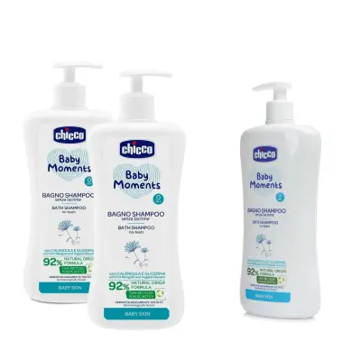 Chicco Baby Moments Doğal Göz Yakmayan Bebek Saç ve Vücut Şampuanı 750 ml x 3 - 3
