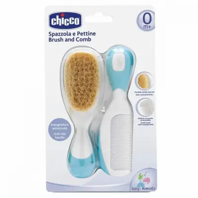 Chicco Bebek Yumuşak Fırça Tarak Seti Mavi (1)